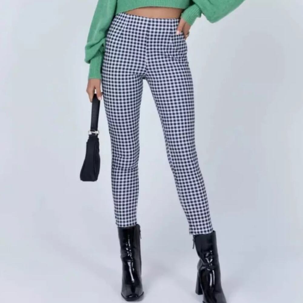 Princess Polly black white gingham pants size 2 classic Y2K